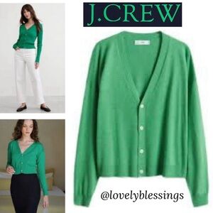 Vintage J Crew Cardigan Kelly Green All Season Knit Sweater VNeck Jumper Size XL